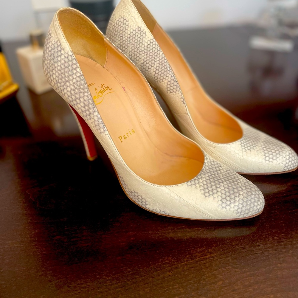 Christian Louboutin Watersnake Peep Toe